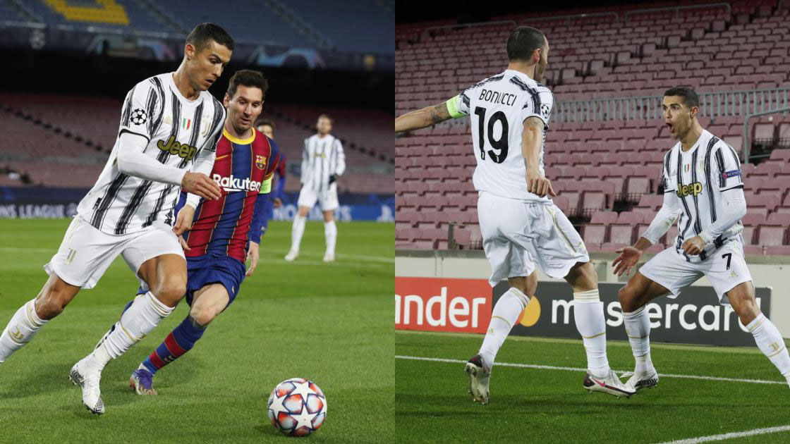 Messi bất lực trước tình huống phòng ngự của Ronaldo